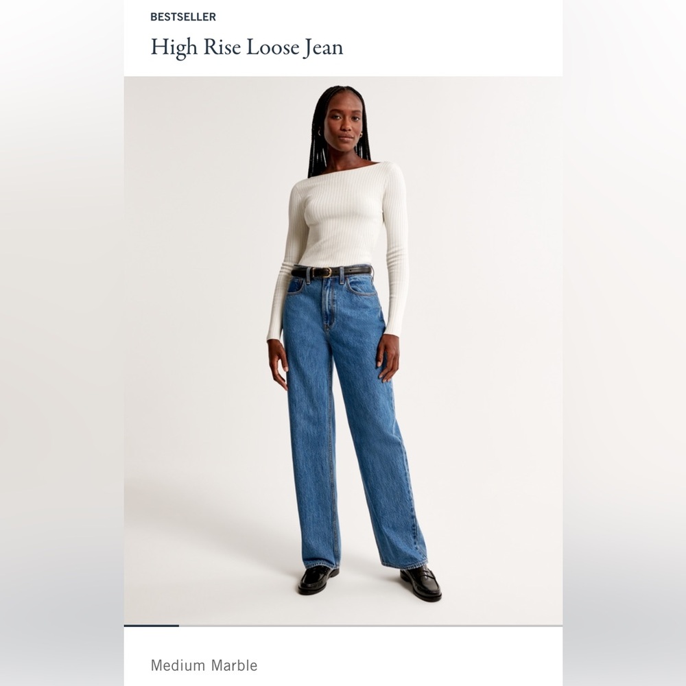Women's Abercrombie High Rise Loose Jean in Medium Marble Blue